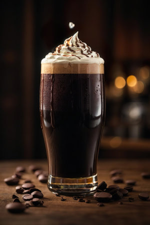 Coffee in a glass on a dark background. Selective focus.の素材