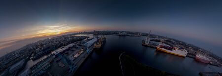 Little planet from Hamburg at sunsetの写真素材