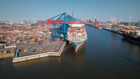 Aerialview of Container Terminal at Port of Hamburg