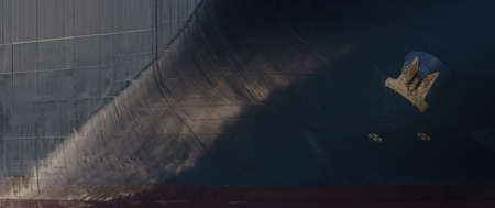 Hull of a container shipの写真素材