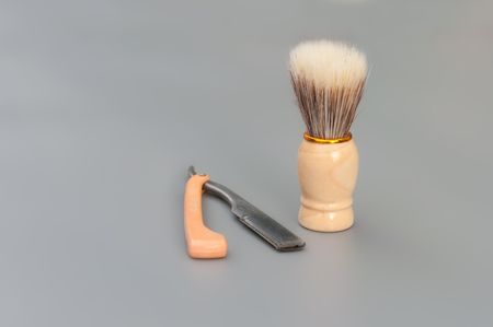 Razor blade and razor brushの写真素材