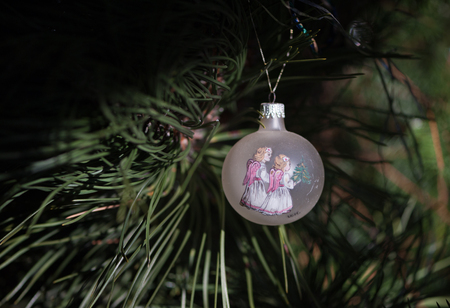 Christmas Angels on their way to the Christmas Cribの写真素材