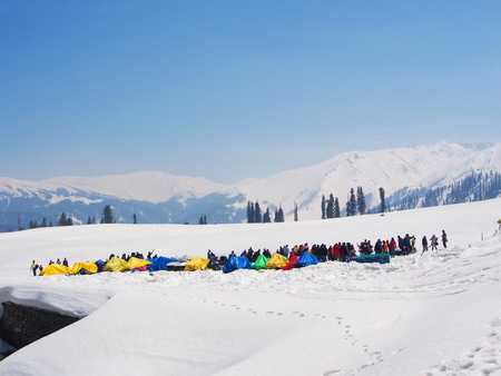 Top of Gulmarg Snow Field, Kashmir India in the Winnter Time, Kashmir, India - April 16th, 2017のeditorial素材