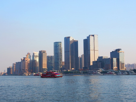 Shanghai Financial Center from the other side. Shanghai, China - July 21th, 2016