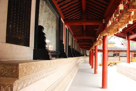 an old  Building in the temple.with a Lucky Wooden sign. Nanjing, China, 16th April, 2009のeditorial素材