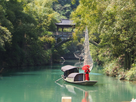 The River Cruise to Three Gorges Dam and Visit the small local village. Travel in Yichang City, Hubei Province, China in 2014, 11th April.のeditorial素材