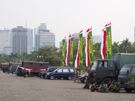Army and Tank at TUGU MONUMEN NASIONAL. Travel in Jakarta, the Capital of Indonesia. 4th October, 2012のeditorial素材