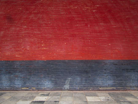 Chinese Red and Black Brick wall in Shaolin Temple. The Shaolin Monastery is also known as the Shaolin Temple. Dengfeng, Zhengzhou City, Henan Province, China.の写真素材