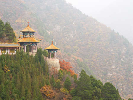 Mianshan Mountain the World Heritage, Many of Ancient Hanging Taoist Temples and caves. Pingyao Ancient City, Shanxi Province, China. 18th October 2018.のeditorial素材