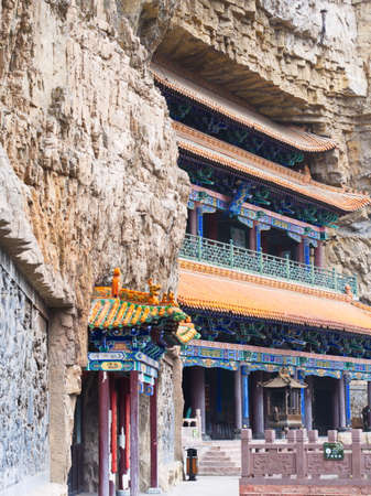 Mianshan Mountain the World Heritage, Many of Ancient Hanging Taoist Temples and caves. Pingyao Ancient City, Shanxi Province, China. 18th October 2018.のeditorial素材