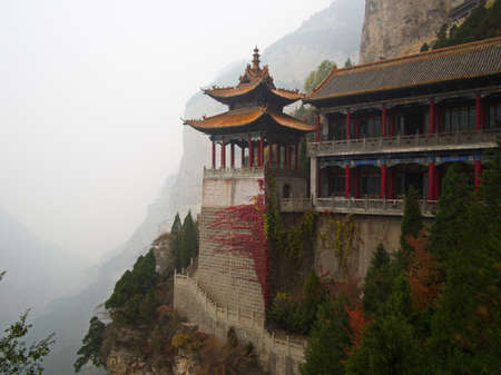 Mianshan Mountain the World Heritage, Many of Ancient Hanging Taoist Temples and caves. Pingyao...