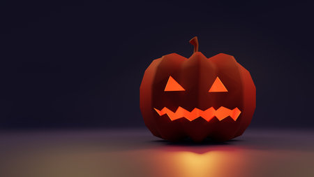 Halloween pumpkin with night light.の写真素材