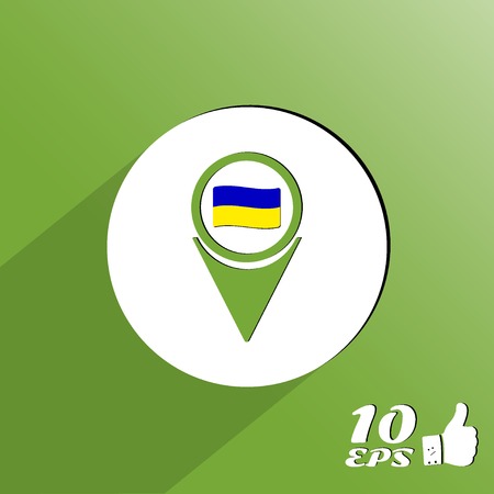 Map pointer icon with Ukraine flag. Made in vectorのイラスト素材