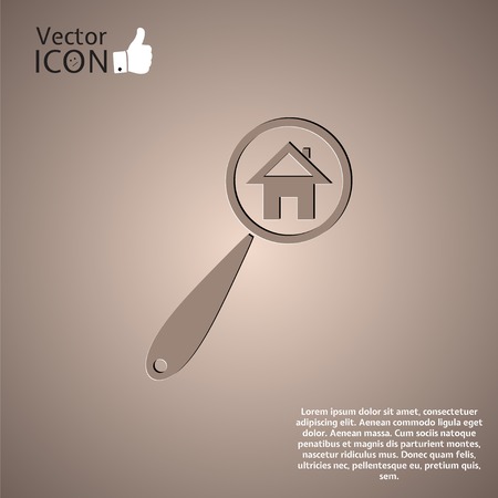 Vector searching for house of home with magnifying icon. Flat styleのイラスト素材