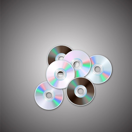 DVD and CD disc sets. Computer disks. Realistic image. Made in vector illustrationのイラスト素材