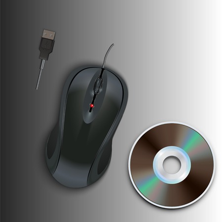 Computer mouse icon. DVD CD disc. Computer disks. Realistic image. Made in vector illustration