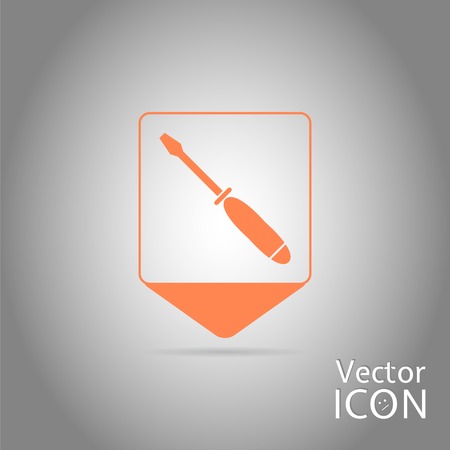 Map pointer with screwdriver icon. Sign options. Flat design style. Made in vector illustrationのイラスト素材