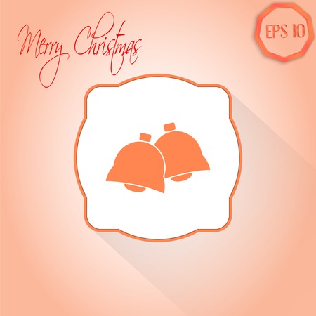 Christmas bells. Merry Christmas lettering. Flat design style. Made in vector illustrationのイラスト素材