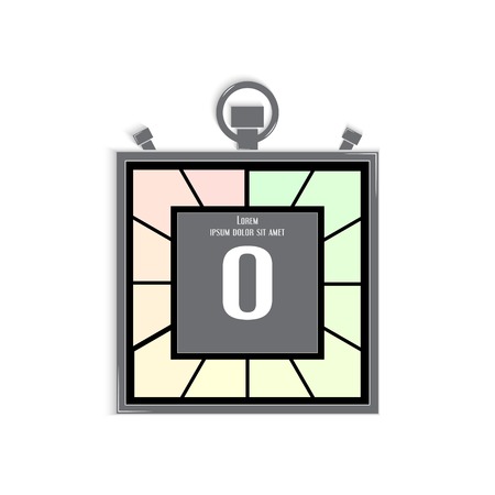 Electronic stopwatch icon. Square timer. Zero seconds. Kitchen clock. Isolated object. Flat design style. Made in vector illustrationのイラスト素材