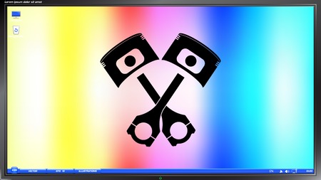 Piston and conrods icon on the screen monitor. Made vector illustrationのイラスト素材