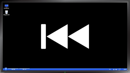 Rewind icon. Media player on the screen monitor. Made vector illustrationのイラスト素材