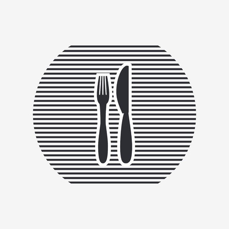 Icon of knife and fork. Icon cafe or restaurant. Flat design styleのイラスト素材