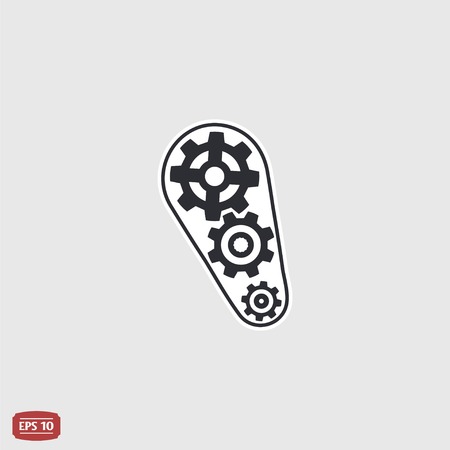 Cogwheel and development icon. Flat design style. Made vector illustrationのイラスト素材