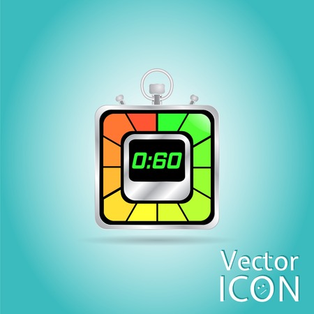 Electronic stopwatch icon. Square timer. Sixty seconds. Kitchen clock. Flat design style. Made in vector illustrationのイラスト素材