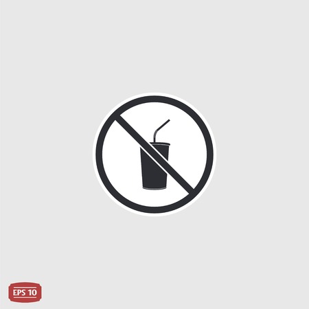 Log forbidden food. Prohibitory sign. Glass with a drink. Flat design style. のイラスト素材