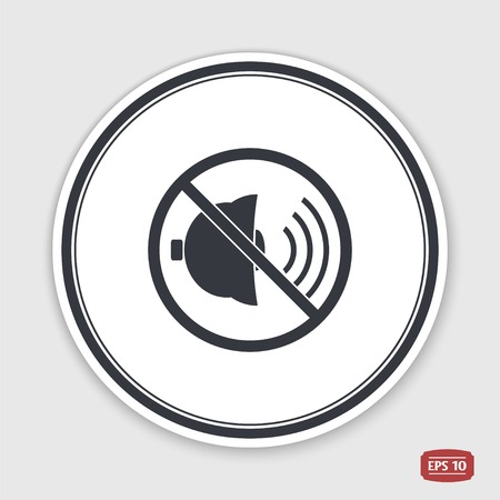 No sound symbol. Flat design style. Made vector illustration. Emblem or label with shadow.のイラスト素材