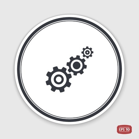 Cogwheel and development icon. Flat design style. Made vector illustration. Emblem or label with shadow.のイラスト素材