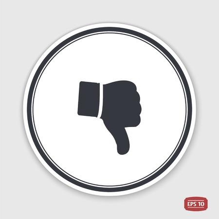 Hand with thumb down icon. Flat design style. Made vector illustration. Emblem or label with shadow.のイラスト素材