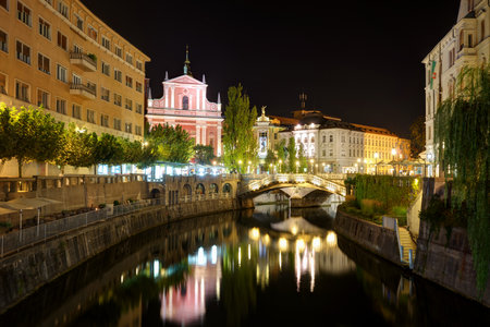 Ljubljana at Night taken in 2015のeditorial素材
