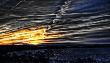 Winter Sunset over Aachen, Germany taken in 2015の写真素材