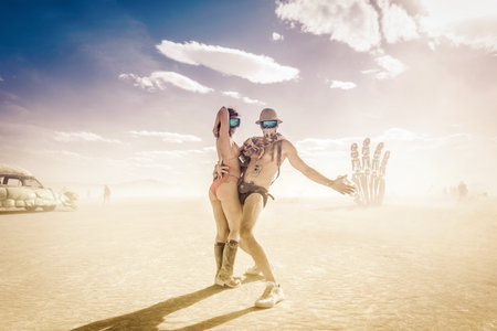 Black Rock Desert, USA - 2nd of September 2016: Burning Man taken in 2015のeditorial素材