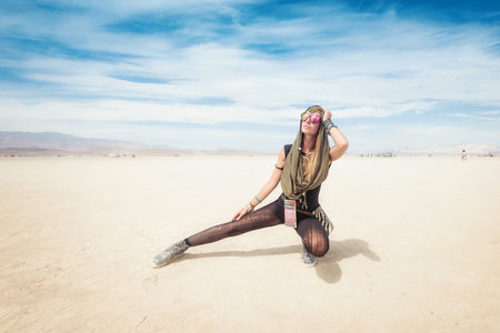 Black Rock Desert, USA - 2nd of September 2016: Burning Man taken in 2015のeditorial素材