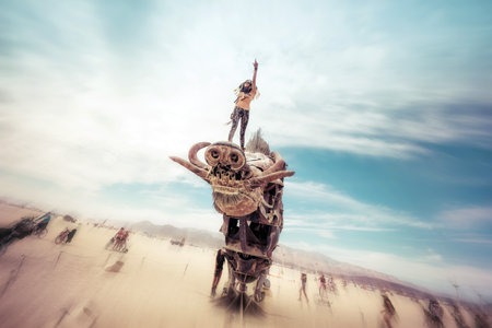 Black Rock Desert, USA - 2nd of September 2016: Burning Man taken in 2015のeditorial素材