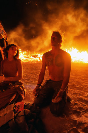 Black Rock Desert, USA - 2nd of September 2016: Burning Man taken in 2015のeditorial素材