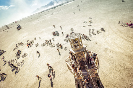 Black Rock Desert, USA - 2nd of September 2016: Burning Man taken in 2015のeditorial素材