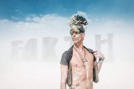Black Rock Desert, USA - 2nd of September 2016: Burning Man taken in 2015のeditorial素材