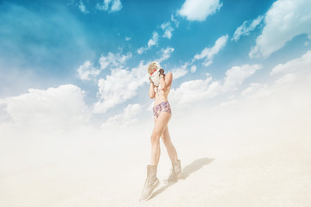 Black Rock Desert, USA - 2nd of September 2016: Burning Man taken in 2015のeditorial素材