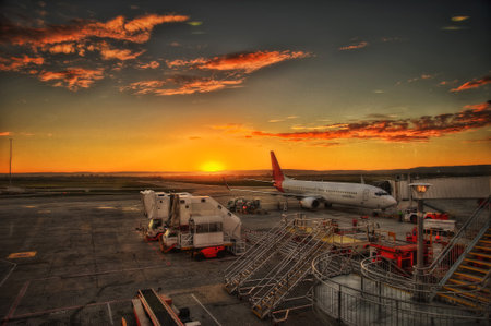 Airport Sunset taken in 2015のeditorial素材