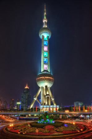 Oriental Pearl Tower Shanghai taken in 2011のeditorial素材
