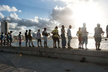 Havana Fishing on the Beach Promenade taken in 2016のeditorial素材