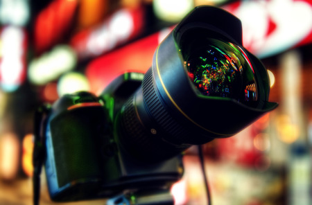 SLR at Night with lights and reflections taken in 2015