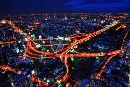 Bangkok Highway Cross at Night taken in 2015のeditorial素材