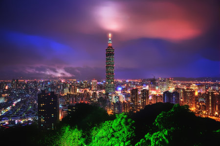 Taipei Skyline Taiwan taken in 2015のeditorial素材