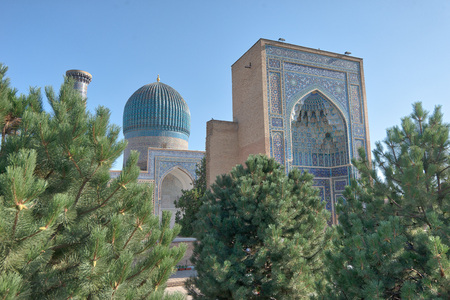 Gur-e-Amir Mausoleum in Central Samarkand, Uzbekistan along the old Silk Roadの写真素材