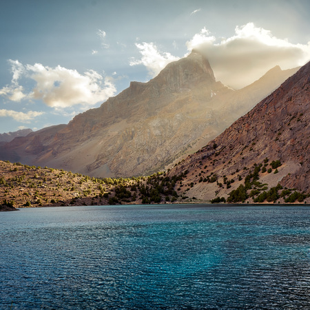 Alaudin Lake in the Fann Mountains, taken in Tajikistanの写真素材