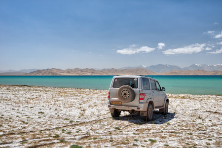 Karakul along the Pamir Highway, taken in Tajikistan in August 2018のeditorial素材